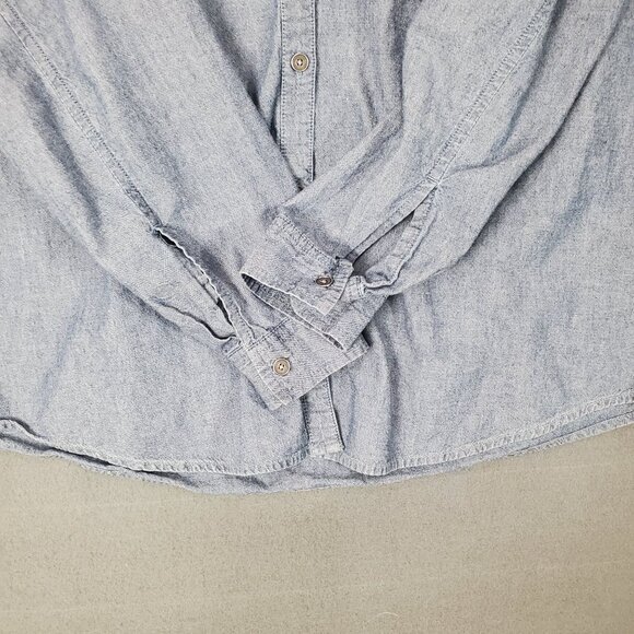 J. JILL DENIM Womens Button Top Large 100% Cotton Blue Long Sleeves Point Collar - Picture 6 of 9